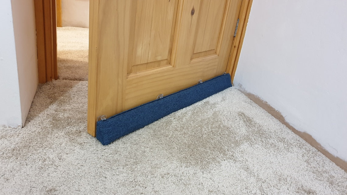 Triangular® Draught Excluder Heavy Attachable Herringbone Blue