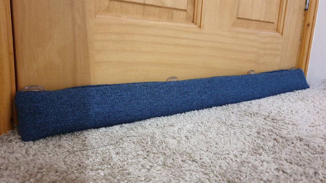 Triangular® Draught Excluder Heavy Attachable Herringbone Blue