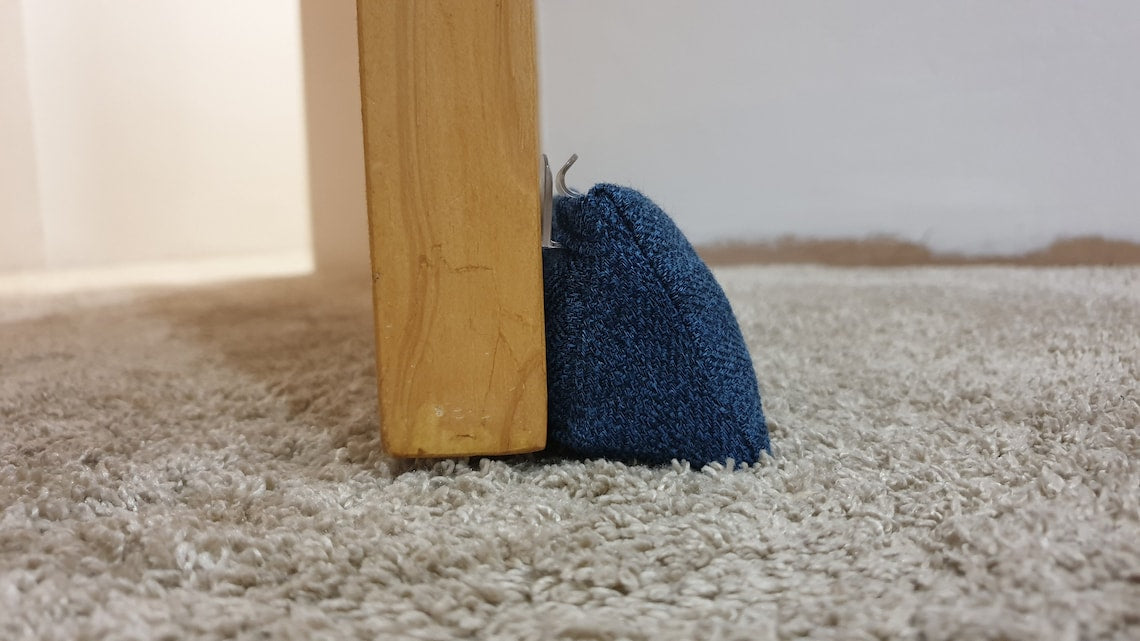 Triangular® Draught Excluder Heavy Attachable Herringbone Blue