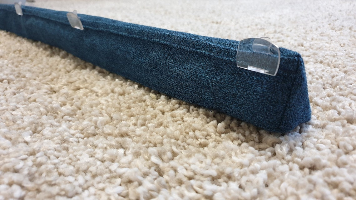 Triangular® Draught Excluder Heavy Attachable Herringbone Blue