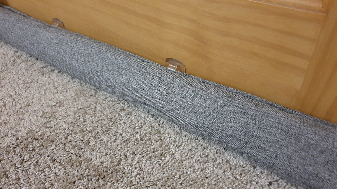 Triangular® Draught Excluder Heavy Attachable Herringbone Grey