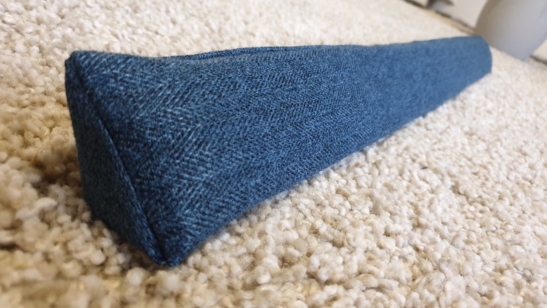 Triangular® Draught Excluder    Washable     Heavy Attachable       Herringbone Blue