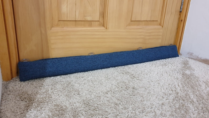 Triangular® Draught Excluder    Washable     Heavy Attachable       Herringbone Blue