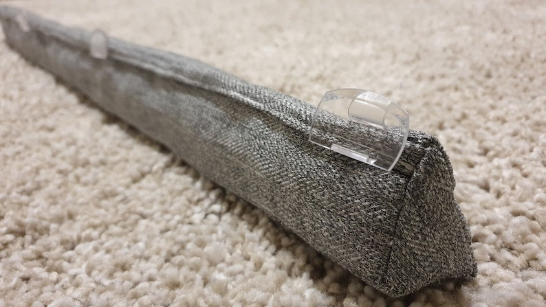 Triangular® Draught Excluder Washable Heavy Attachable Herringbone Grey