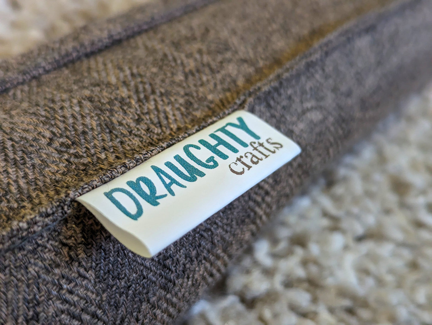 Draught Excluder Triangular® Heavy, Hookable Herringbone Coffee